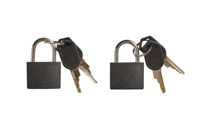 Hængelås m/to nøgler 25 mm sort plastikcover - 2-pk.